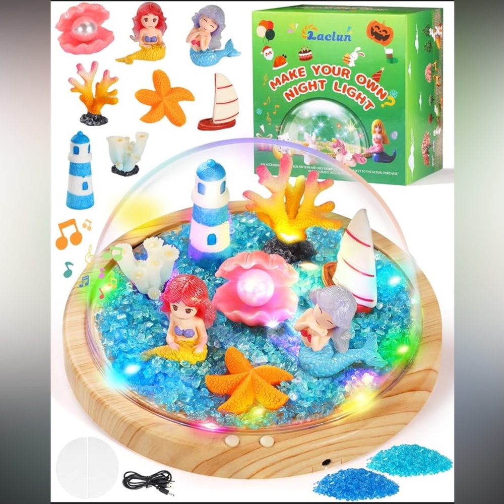 DIY Mermaid Night Light Craft Kit Kids Arts & Crafts Light Up Toy Gift NEW